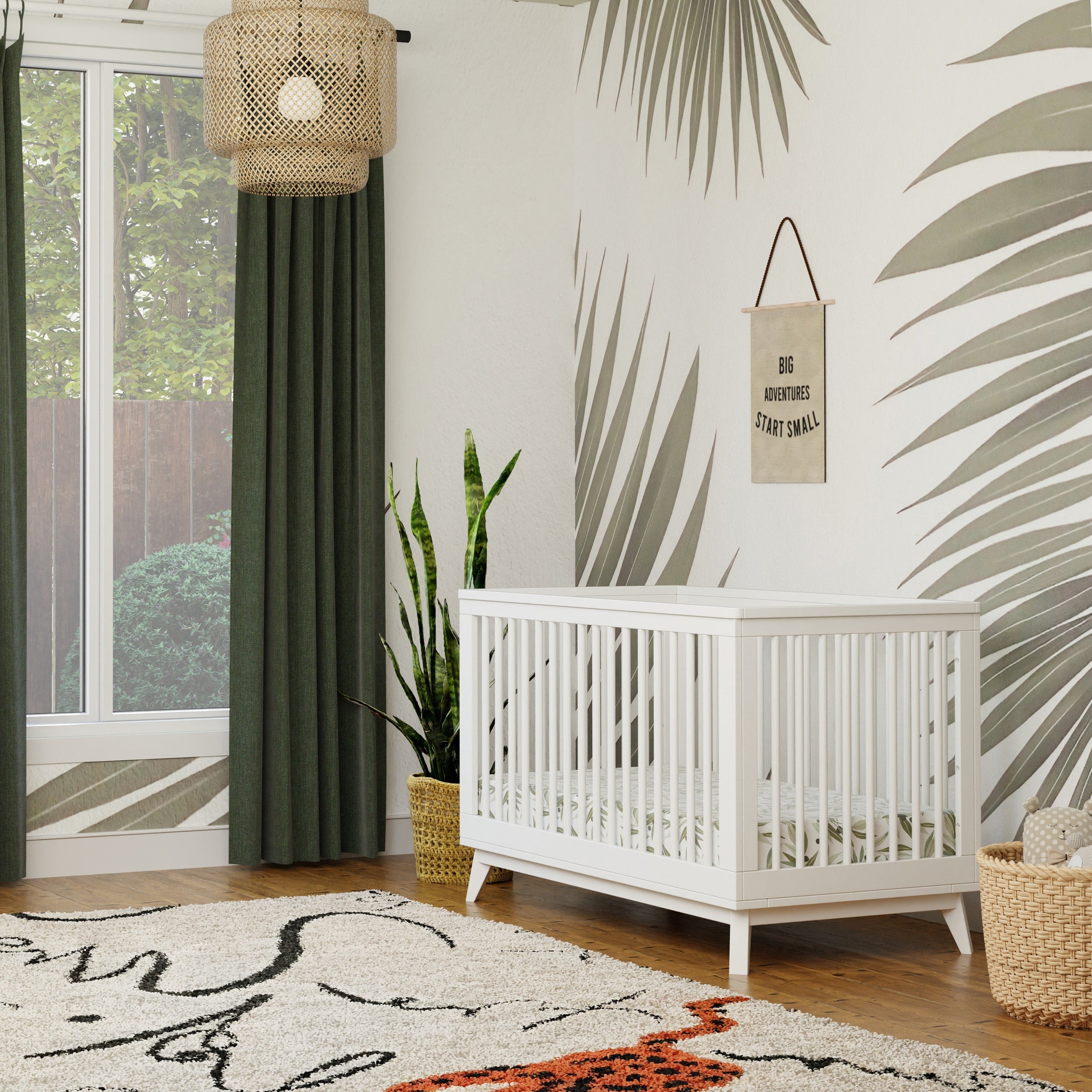 M5801W,Scoot 3-in-1 Convertible Crib w/Toddler Bed Conversion Kit in White