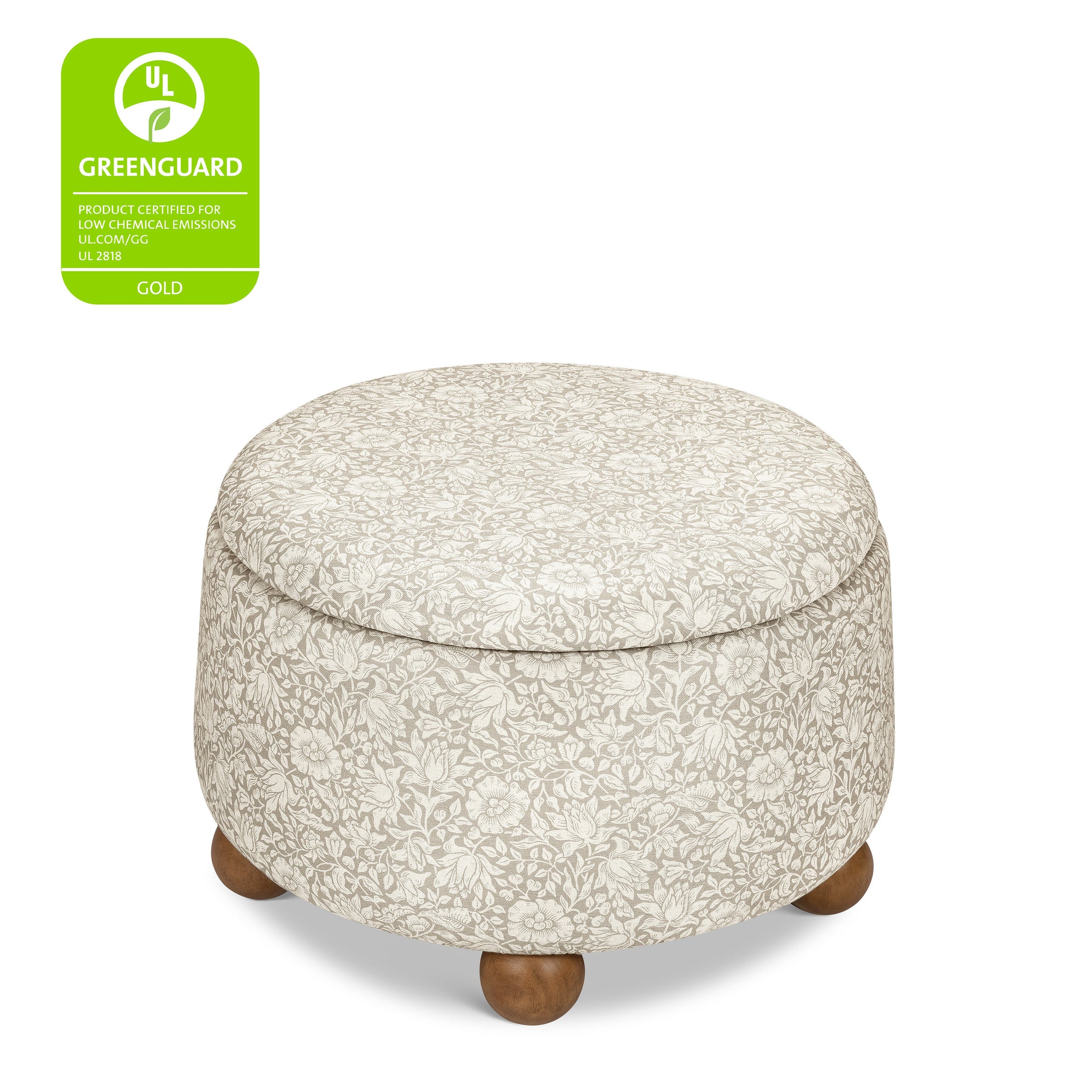 M30985MADF,Tuffet Storage Ottoman Mallow in Ash w/ Dark Wood Ball Feet