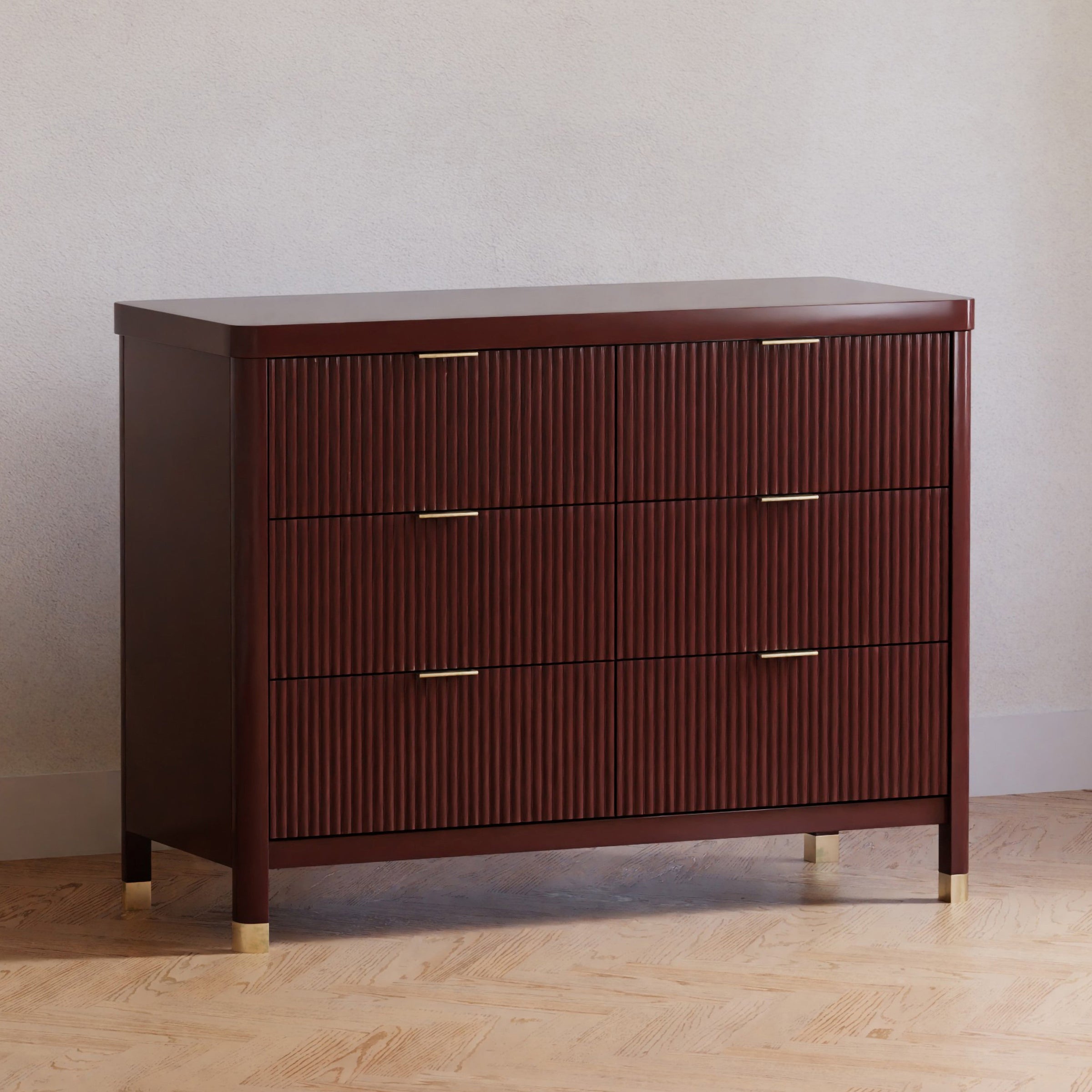 M26716CR,Brimsley Tambour 6-Drawer Assembled Dresser in Crimson