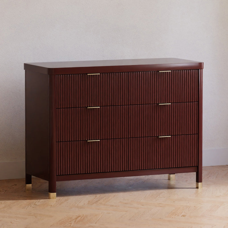 M26716CR,Brimsley Tambour 6-Drawer Assembled Dresser in Crimson