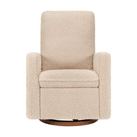 M20987CSGDB,Cali Pillowback Swivel Glider in Chai Shearling w/ Dark Wood Base