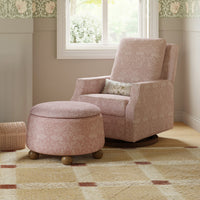 M30985PBRRDF,Tuffet Storage Ottoman Pure Brer Rabbit in Rose w/Dark Wood Ball Feet