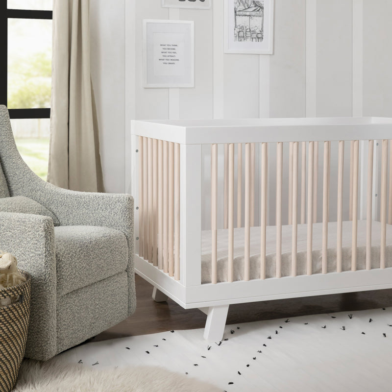 M4201WNX,Hudson 3-in-1 Convertible Crib w/ToddlerBedConversionKit in White/Washed Natural