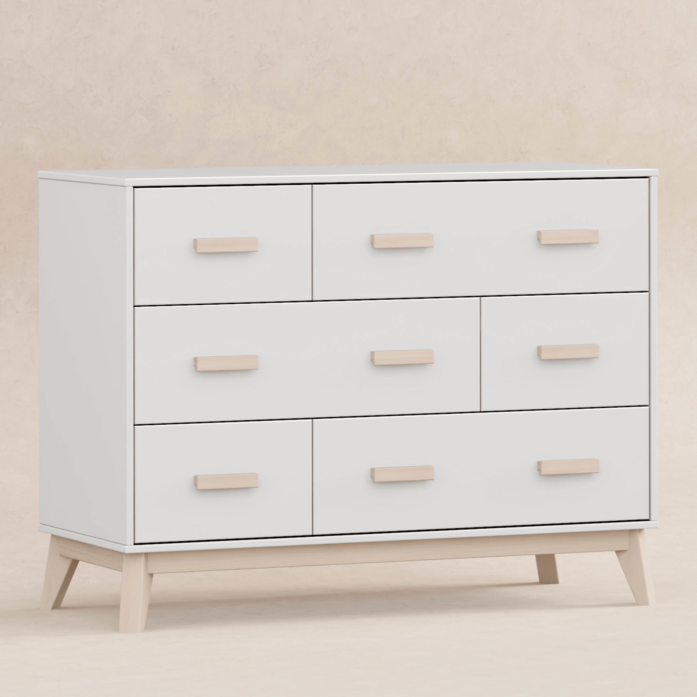 M5826WNX,Scoot 6-Drawer Dresser in White/Washed Natural