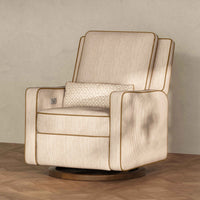 M23085BSCTB,Nate Berkus x Babyletto Sigi Power Recliner in Perf Bronze Stripe Eco-Crossweave w/Toffee Base