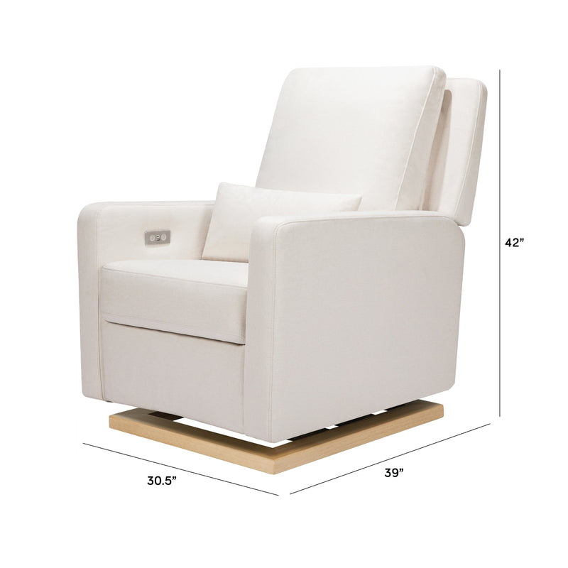 M23085PCMEWLB,Sigi Glider Recliner w/ Electronic Control and USB in Performance Cream Eco-Weave w/Light wood base