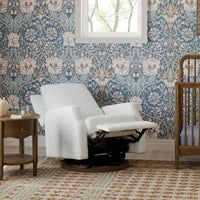 M22287BPBDB,Crewe Recliner and Swivel Glider in Bellflowers in Powdered Blue w/Dark Wood Base