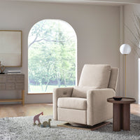 M23085PBEWLB,Sigi Glider Recliner w/ Electronic Control and USB in Performance Beach Eco-Weave w/Light Wood Base