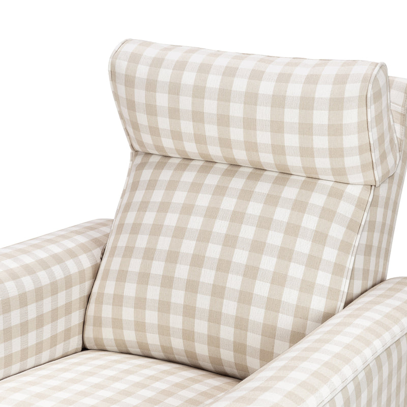 M17182TGH,Willa Pro Power Glider Recliner w/ Power Lumbar in Tan Gingham