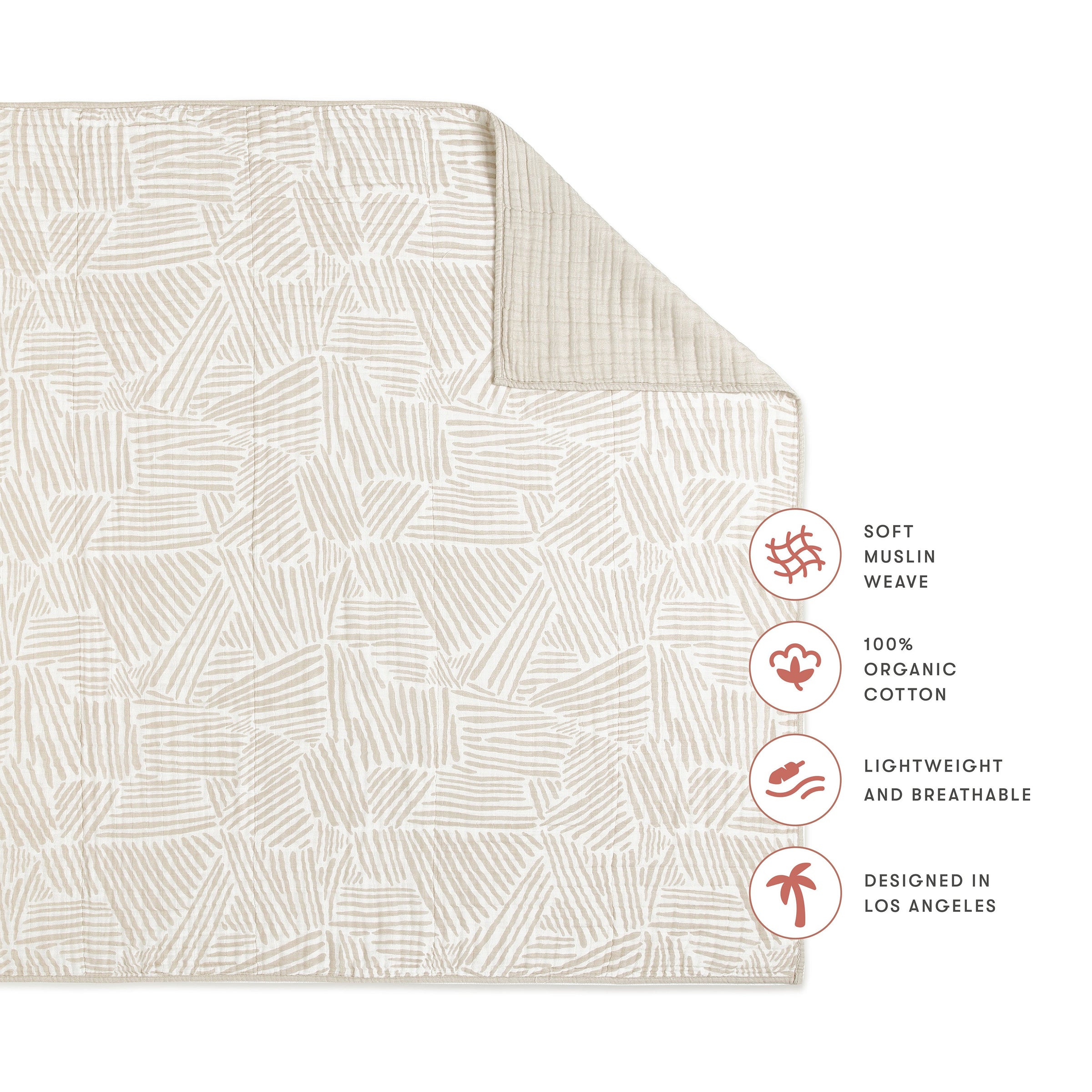 T29239,Oat Stripe Muslin Quilt in GOTS Certified Organic Cotton