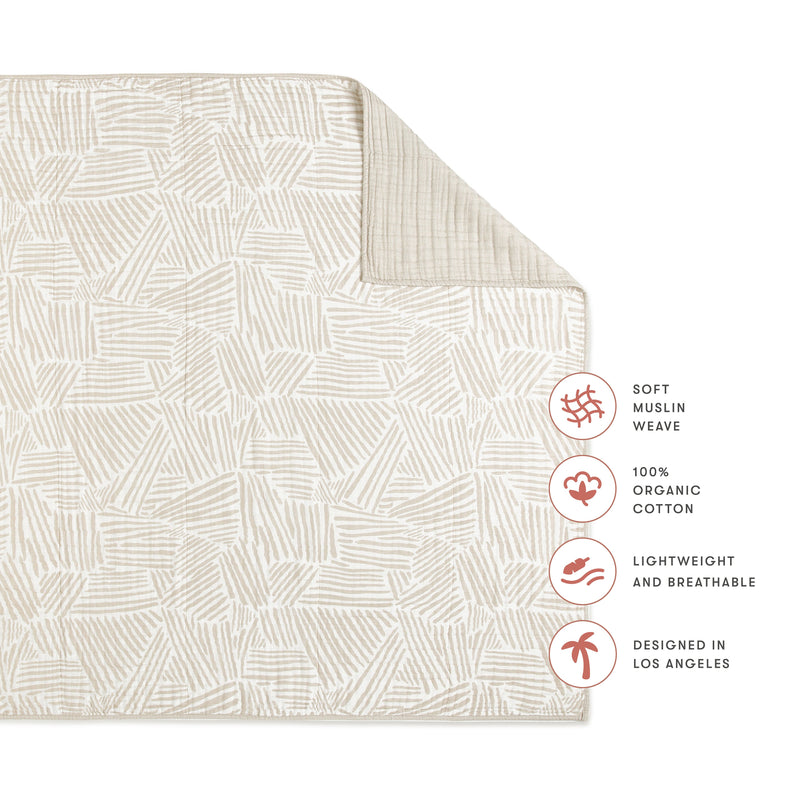 T29239,Oat Stripe Muslin Quilt in GOTS Certified Organic Cotton