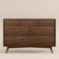 M15916NL,Palma 7-Drawer Double Dresser  Assembled in Natural Walnut