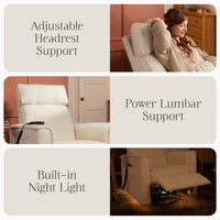 M17183PWB,Willa Deluxe Power Glider Recliner w/Heat&Massage in Performance Ivory Boucle