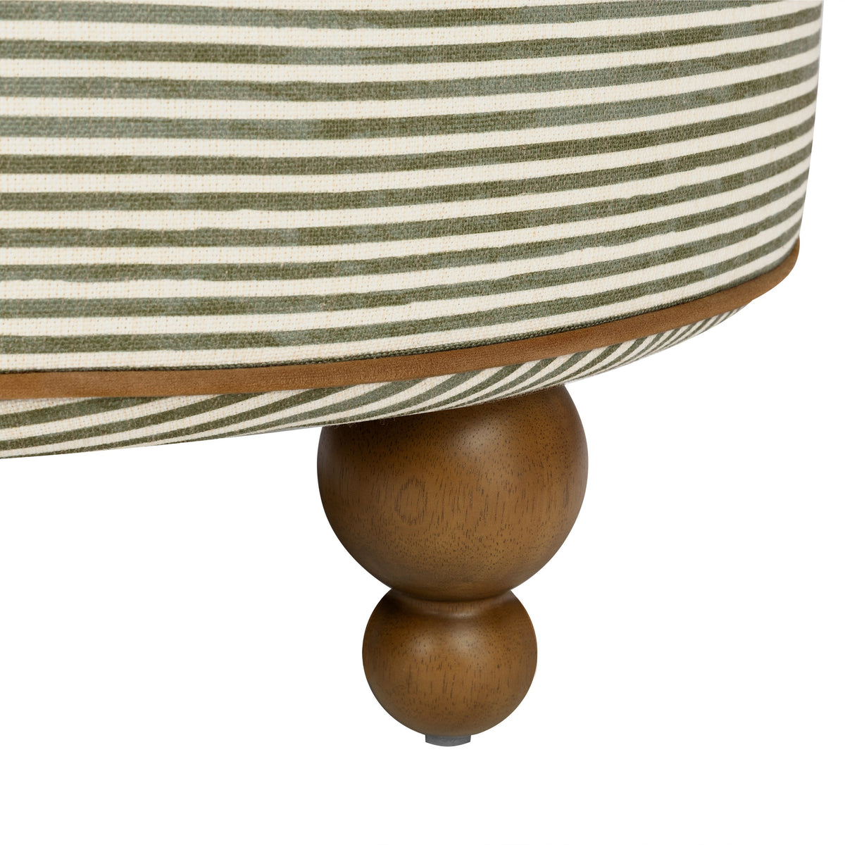 M33385OSCTF,Nate Berkus x Babyletto Astre Ottoman in Perf Olive Stripe Eco-Crossweave w/Toffee feet