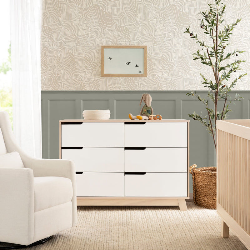 M4216NXW,Hudson 6-Drawer Double Dresser  Assembled in Washed Natural and White