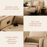 M23085PCMTB,Nate Berkus x Babyletto Sigi Power Recliner in Performance Cream Linen w/ Toffee Base