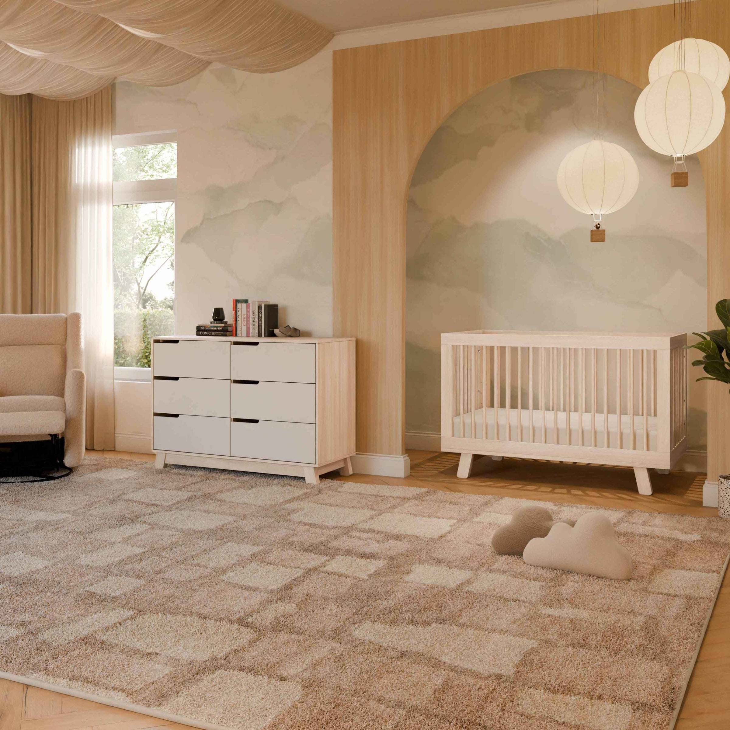 M4216NXW,Hudson 6-Drawer Double Dresser  Assembled in Washed Natural and White