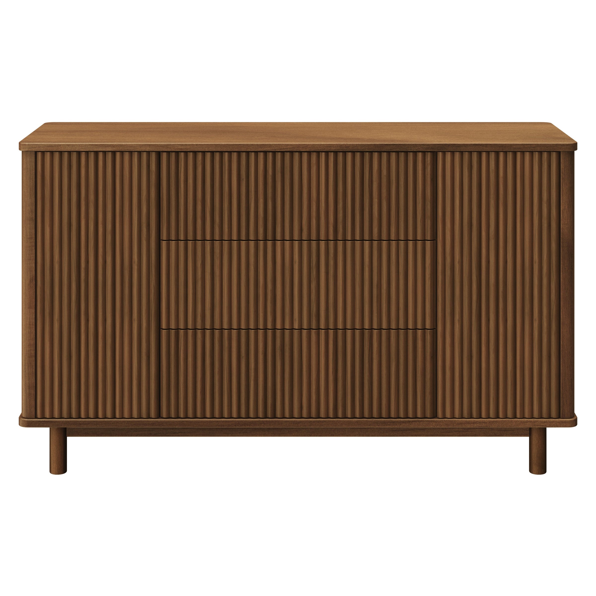 M29816NL,Pogo Tambour Assembled Dresser in Natural Walnut