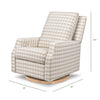 M22286TGHLB,Crewe Electronic Swivel Glider Recliner in Tan Gingham with Light Wood Base