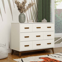 M5826WNL,Scoot 6-Drawer Dresser in White/Natural Walnut