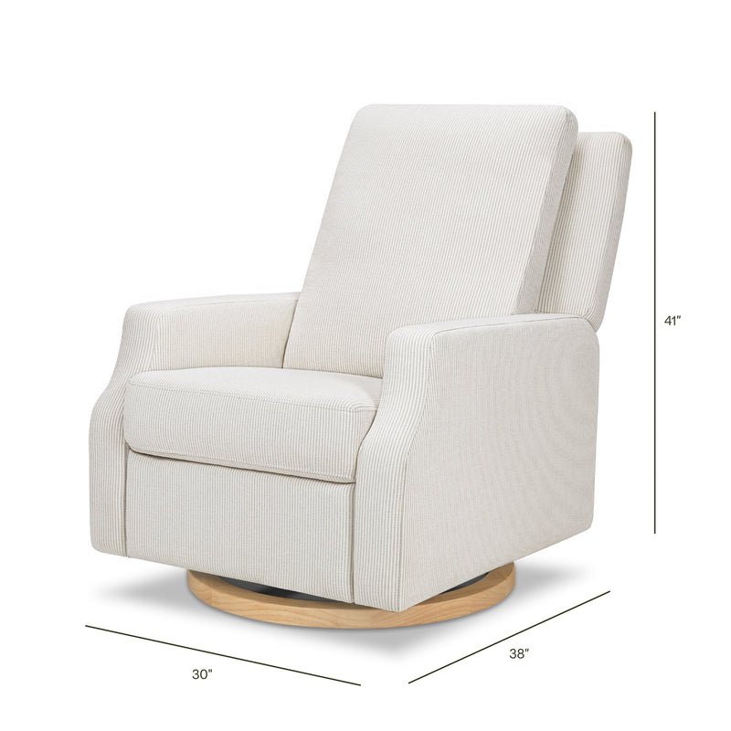 M22287FCSLB,Crewe Recliner and Swivel Glider in Fog Chatham Stripe Performance Eco-Weave w/LB