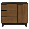 M4223BNL,Hudson 3-Drawer Changer Dresser w/Removable Changing Tray in Black/Natural Walnut