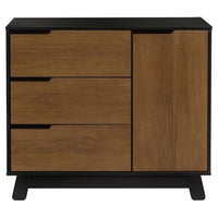 M4223BNL,Hudson 3-Drawer Changer Dresser w/Removable Changing Tray in Black/Natural Walnut