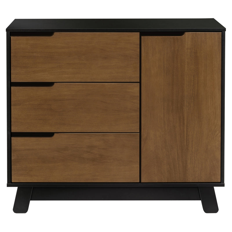 M4223BNL,Hudson 3-Drawer Changer Dresser w/Removable Changing Tray in Black/Natural Walnut