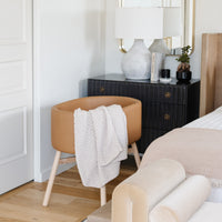 M26834GCLB,babyletto x GATHRE Capsule Bassinet in Camel