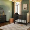 M25601BNC,Bondi Cane 3-in-1 Convertible Crib w/ Toddler Bed Kit in Black with Natural Cane