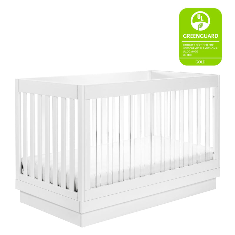M8601KW,Harlow 3-in-1 Convertible Crib w/Toddler Bed Conversion Kit in White/Acrylic