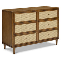 M23716NLBC,Marin with Cane 6 Drawer Assembled Dresser in Natural Walnut and Blonde Cane