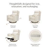 M23082PCMTB,Nate Berkus x Babyletto Sigi Pro Power Recliner in Performance Cream Linen w/Toffee Base