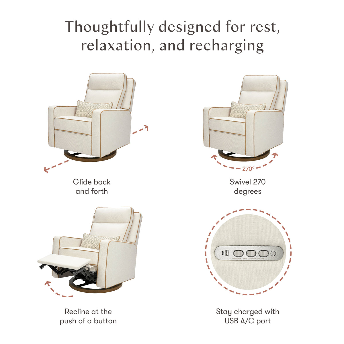 M23082PCMTB,Nate Berkus x Babyletto Sigi Pro Power Recliner in Performance Cream Linen w/Toffee Base