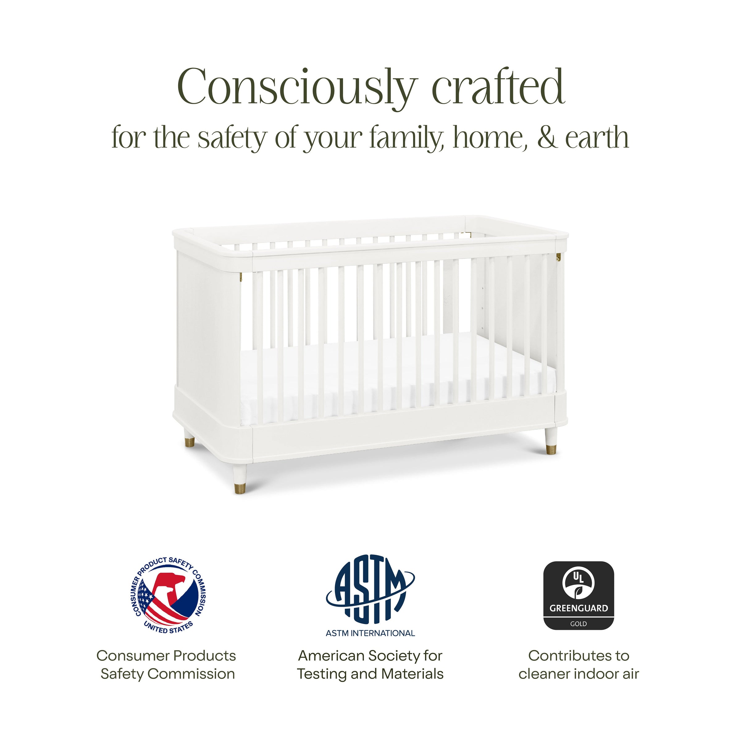B14301RW,Tanner 3-in-1 Convertible Crib in Warm White