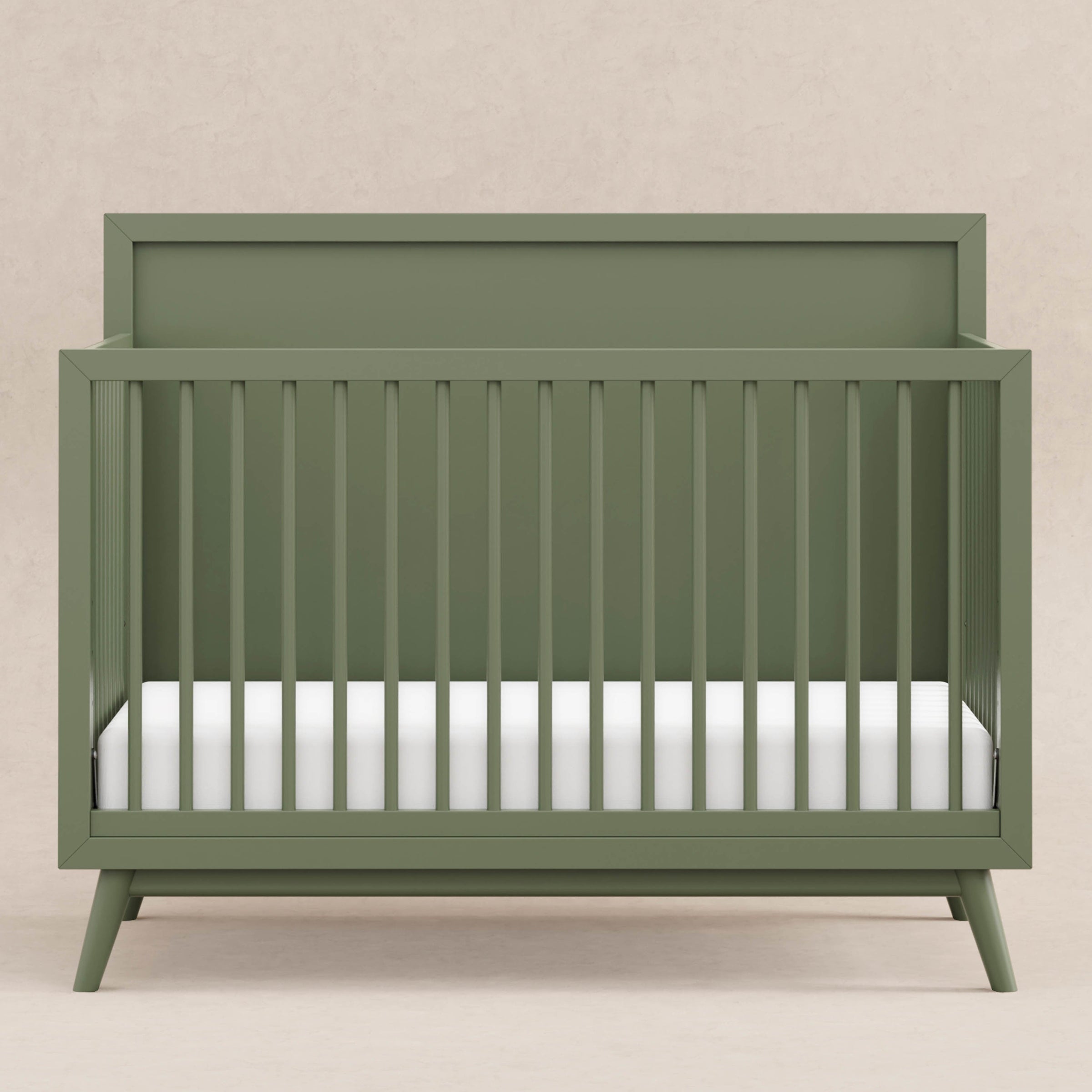 M15901OL,Palma Mid-Century 4-in-1 Convertible Crib w/Toddler Bed Conversion in Olive