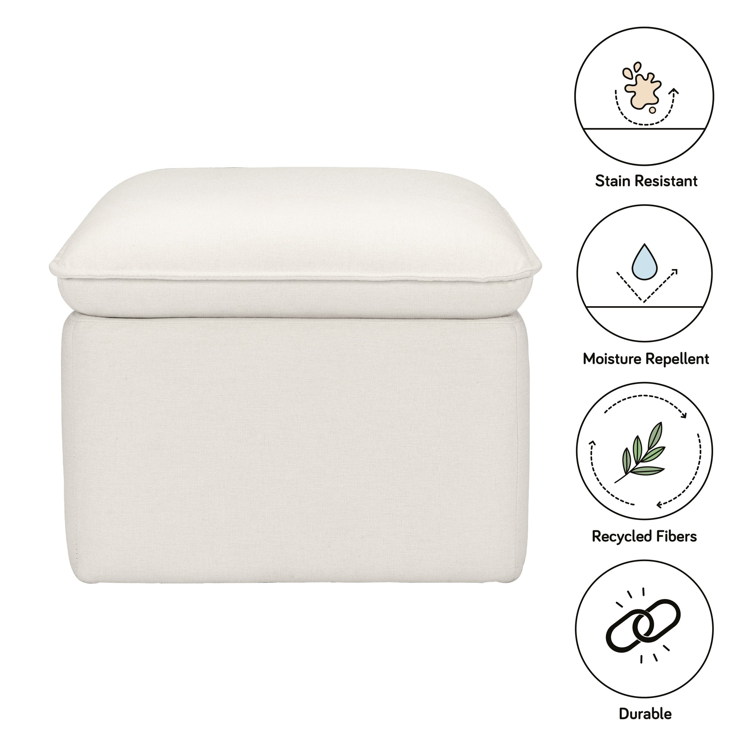 M20985PCMEW,Cali Storage Ottoman in Performance Cream Eco-Weave