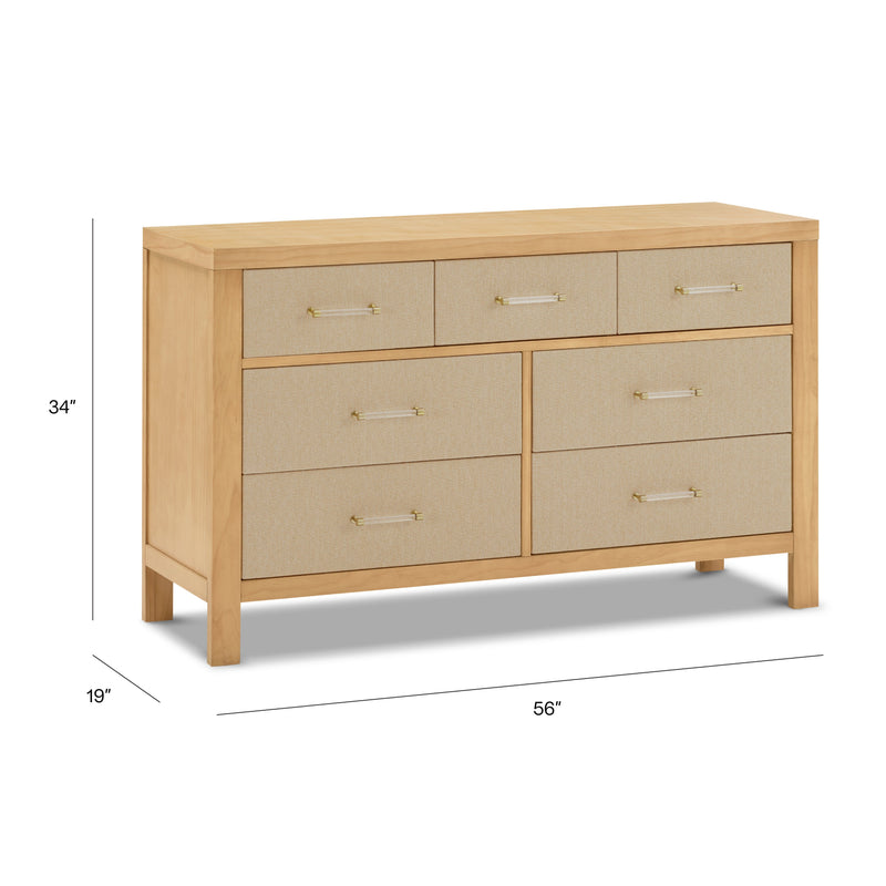 M24816HYPSEW,Eloise 7-Drawer Assembled Dresser in Honey & Performance Sand Eco-Weave
