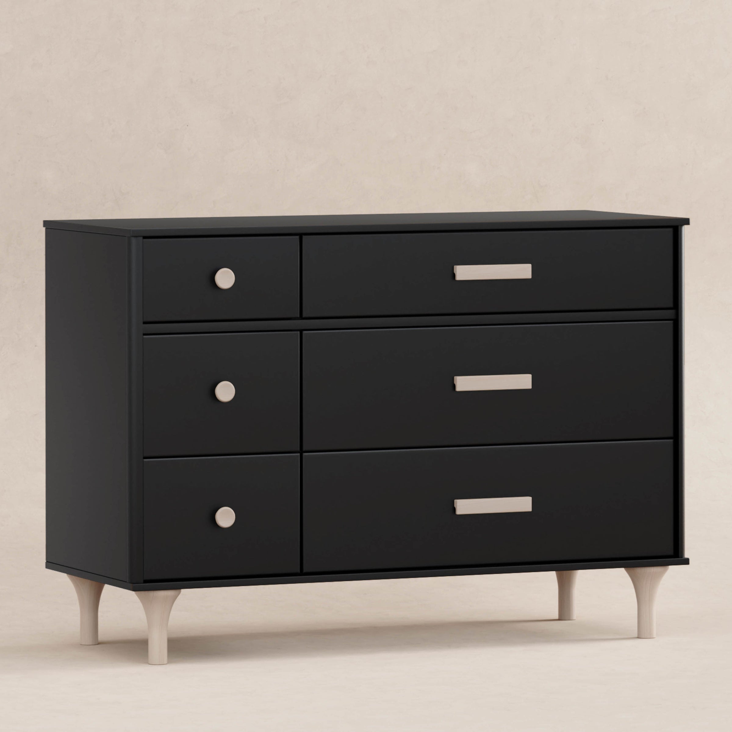 M9016BNX,Lolly 6-Drawer Double Dresser  Assembled in Black/Washed natural