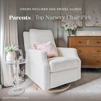 M22287WBLB,Crewe Recliner and Swivel Glider in Ivory Boucle w/Light Wood Base