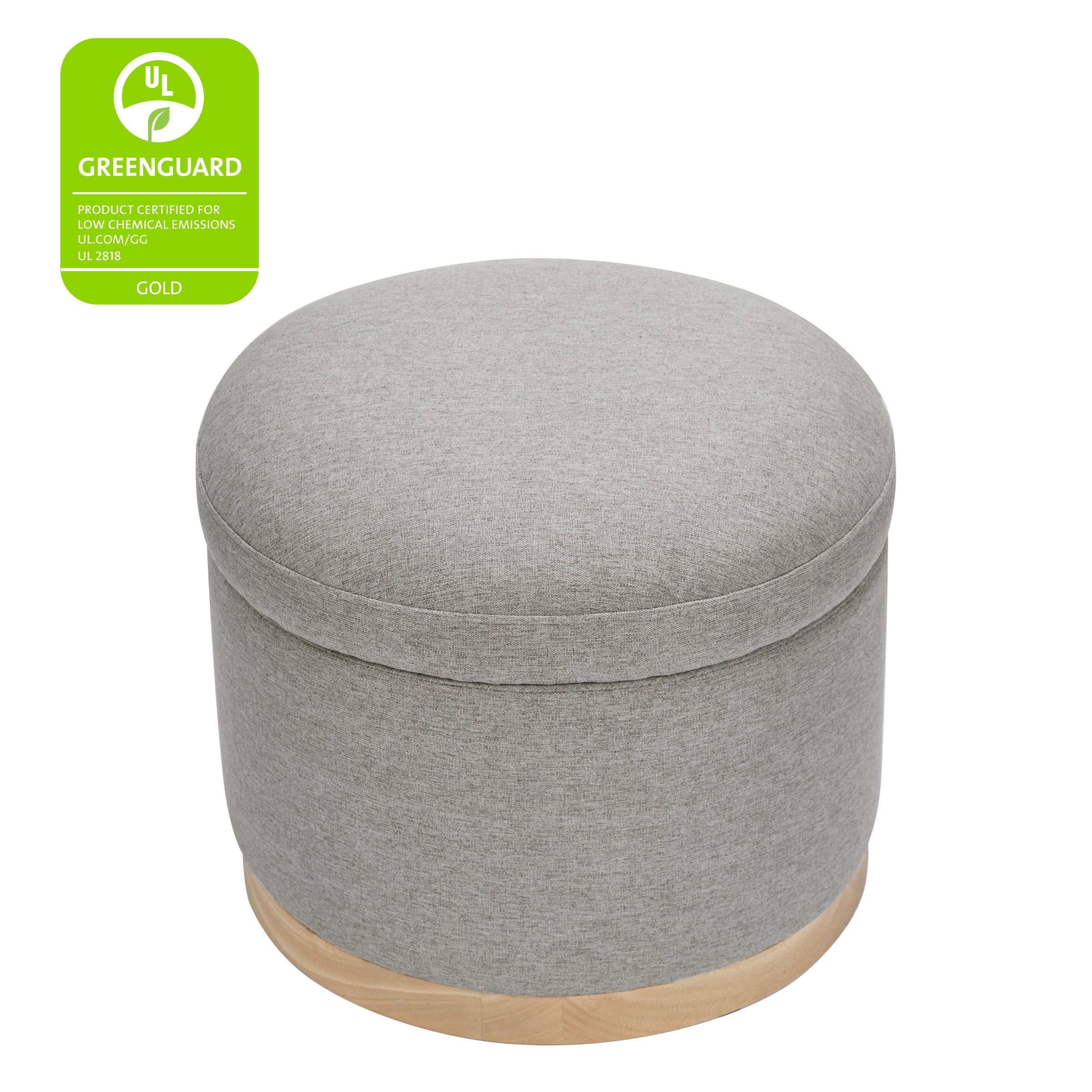 M22885PGEWLB,Naka Storage Ottoman in Performance Grey Eco-Weave w/ Light Wood Base