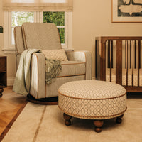 M33385OSRCTF,Nate Berkus x Babyletto Astre Ottoman in Perf Olive Star Eco-Crossweave w/Toffee feet