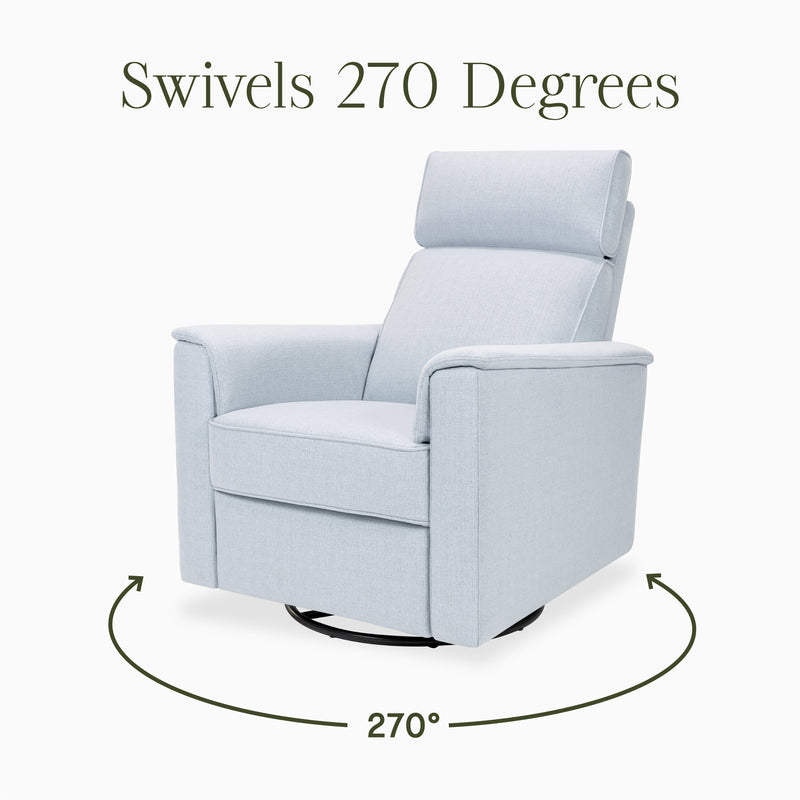 M17182PCET,Willa Pro Power Glider Recliner w/ Power Lumbar in Performance Blue Chambray Eco-Twill
