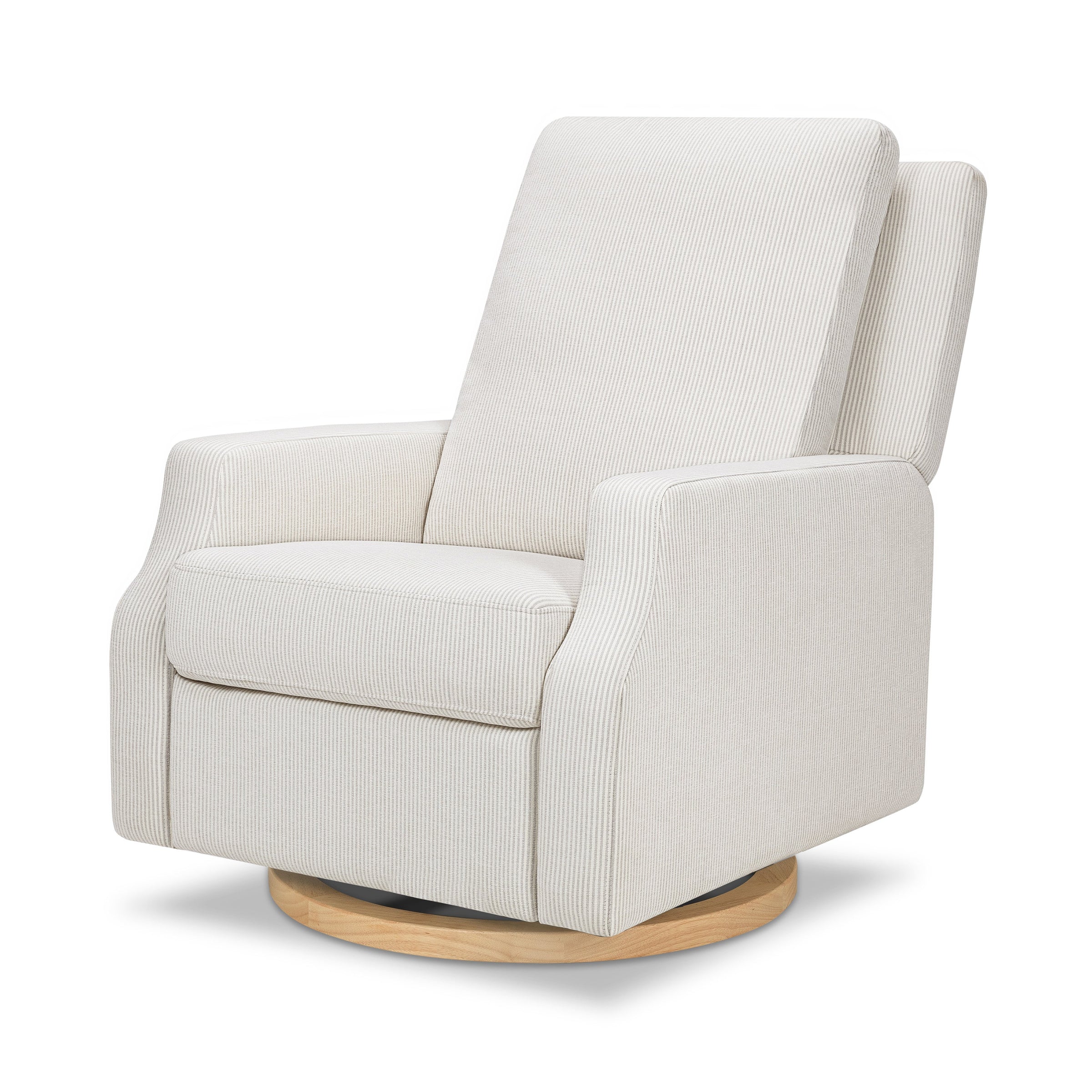 M22287FCSLB,Crewe Recliner and Swivel Glider in Fog Chatham Stripe Performance Eco-Weave w/LB