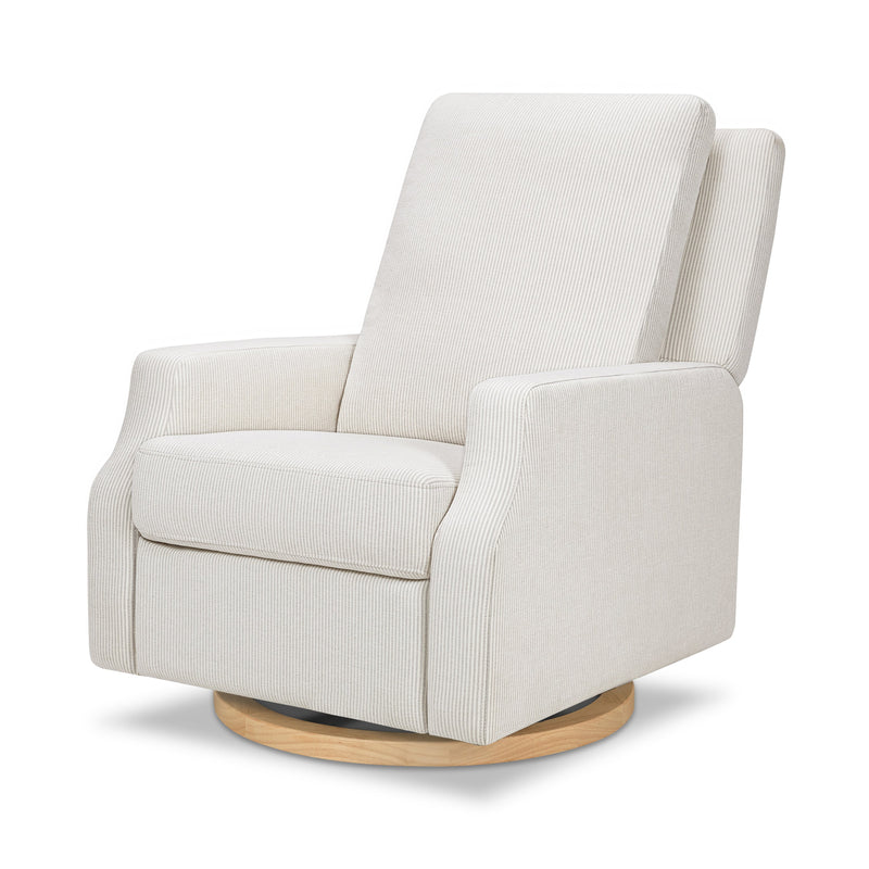 M22287FCSLB,Crewe Recliner and Swivel Glider in Fog Chatham Stripe Performance Eco-Weave w/LB