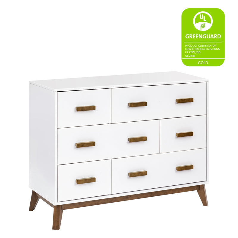 M5826WNL,Scoot 6-Drawer Dresser in White/Natural Walnut