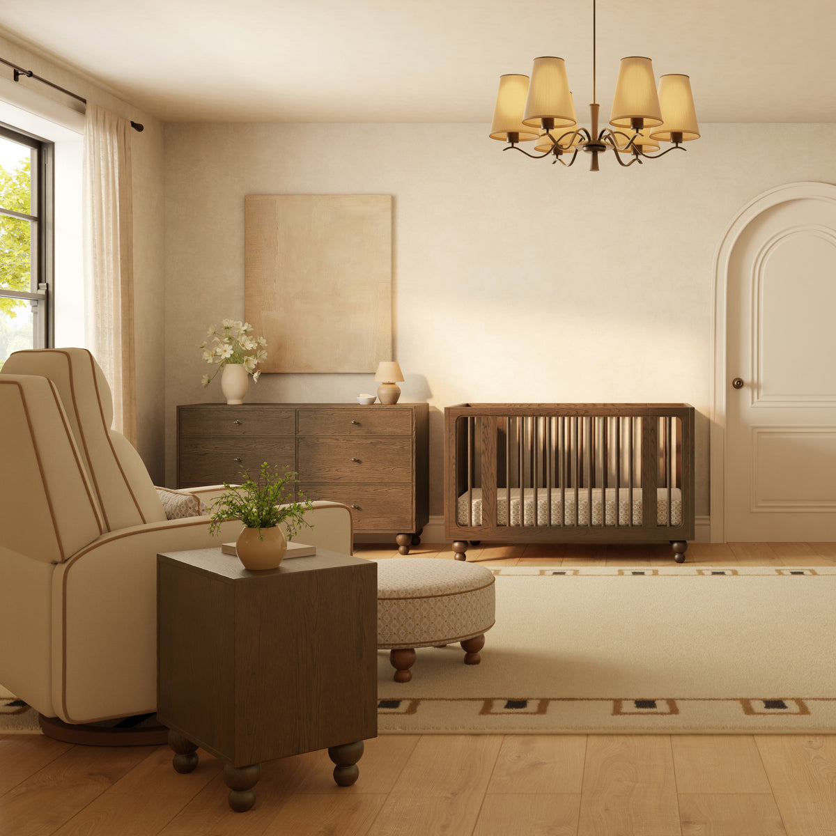 M23082PCMTB,Nate Berkus x Babyletto Sigi Pro Power Recliner in Performance Cream Linen w/Toffee Base