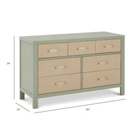 M24816FSPSEW,Eloise 7-Drawer Assembled Dresser in French Sage and Performance Sand Eco-Weave