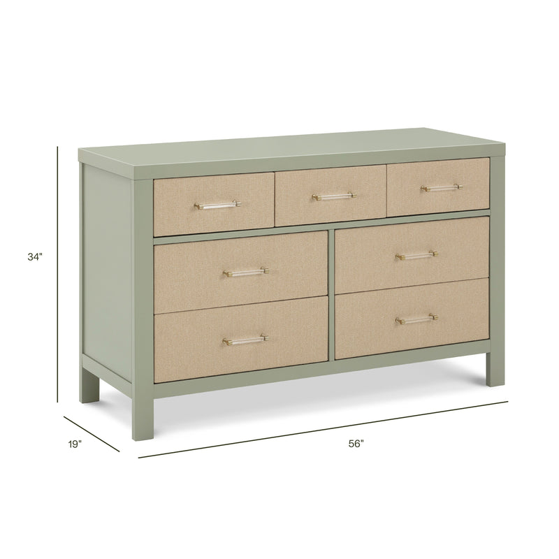 M24816FSPSEW,Eloise 7-Drawer Assembled Dresser in French Sage and Performance Sand Eco-Weave