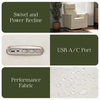 B17186PCMEWLB,Willa Plus Power Glider Recliner w/ Power Headrest in Performance Cream Eco-Weave w/Light Wood base